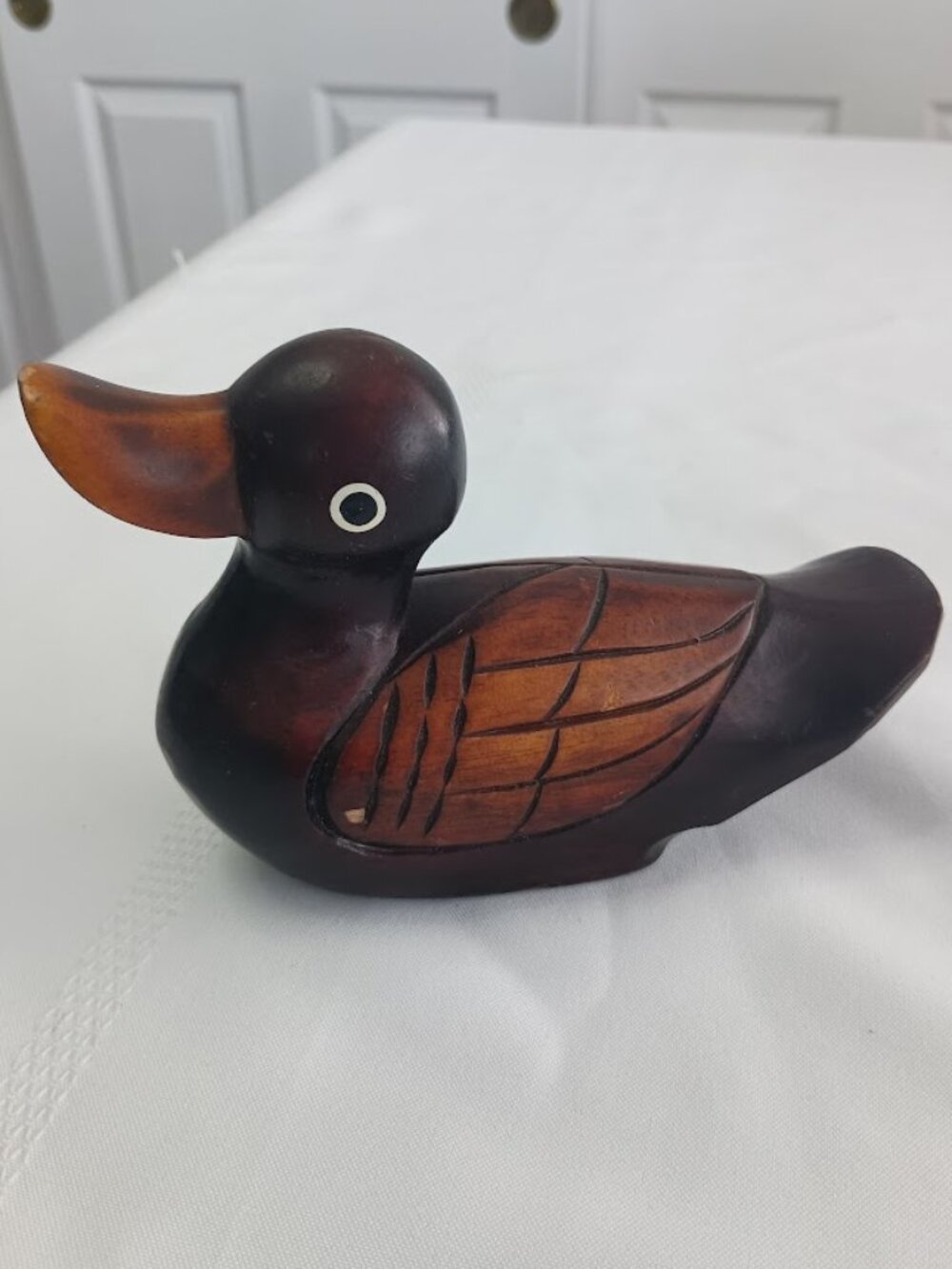 Vintage Hand-Carved Wooden Duck Figurine